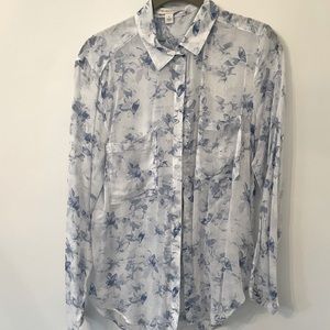 Long sleeve voile cotton blouse